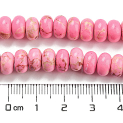 合成インペリアルジャスパー染めビーズ連売り  ロンデル  ショッキングピンク  8~8.5x5~5.5mm  穴：1.2mm  約76~77個/連  15.20''~15.47