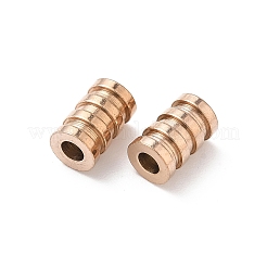 イオンプレーティング（IP）304ステンレス鋼チューブビーズ  溝付き  コラム  ローズゴールド  9x6mm  穴：3mm&nbsp;LS-STAS-WH0055-03RG