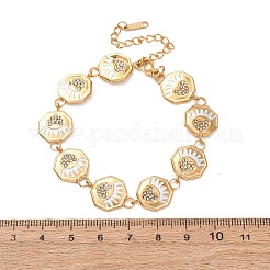 304 Stainless Steel Enamel & Glass Rhinestone Link Chain Bracelets for Women&nbsp;BJEW-T027-04B-G