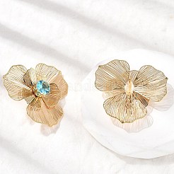 Flower Brass Micro Pave Cubic Zirconia Stud Earrings&nbsp;EJEW-F391-07G-02