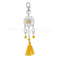 Natural & Dyed Malaysia Jade Bead & Alloy Pendant Decoration&nbsp;HJEW-JM02937-03