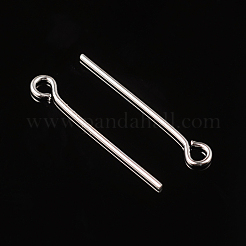 シルバーカラーメッキ真鍮アイピンジュエリー  カドミウムフリー＆鉛フリー  20x0.7mm  穴：2mm&nbsp;X-EPC2.0cm-S