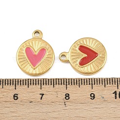 304ステンレスペンダント  ハートチャーム  エナメル  ゴールドカラー  ミックスカラー  19x15.5x2.5mm  穴：1.8mm&nbsp;STAS-C159-03A-G