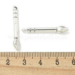 合金のチベット風チャーム  鉛フリー＆カドミウムフリー  筆  アンティークシルバー  29.5x4.5x4.3mm  穴：2mm&nbsp;TIBE-I026-5979AS