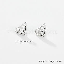 Anti-Tarnish Diamond Shaped Rhodium Plated 925 Sterling Silver Stud Earrings for Women&nbsp;CC0572-1