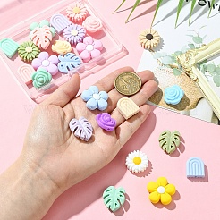 25 個 25 スタイル食品グレードの環境に優しいシリコーン焦点ビーズ  花の葉のテーマ  ミックスカラー  19.5~26x17~27x6~12.5mm  穴：2mm  1個/スタイル&nbsp;SIL-YW0001-58