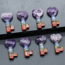 7 Chakra Natural Gemstone Heart Key Healing Stones&nbsp;G-PW0004-23