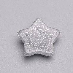 樹脂カボション  グリッターパウダー付き  スター  銀  16x16.5~17x5~6mm&nbsp;CRES-Q196-27A