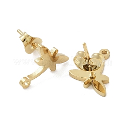 トンボイオンプレーティング（IP）304ステンレススチールスタッドピアス金具  カン付き  ゴールドカラー  11x10.5mm  穴：1.2mm  ピン：0.8x11mm&nbsp;STAS-I206-97G