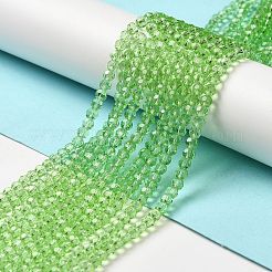 透明ガラスビーズ  ファセット（32ファセット）  ラウンド  ライム  4mm  穴：0.7mm  約87~93個/連  32~33cm&nbsp;LS-EGLA-A035-T4mm-D09