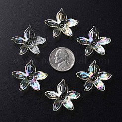透明なアクリルビーズ  ABカラー  花  ライトカーキ  25.5x28x6mm  穴：1.8mm  約980個/500g&nbsp;MACR-S373-102-C06