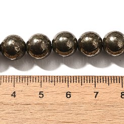 天然石パイライトビーズ連売り  ラウンド  10mm  穴：1mm  約38個/連  14.17''（36センチメートル）&nbsp;G-H059-A01-03