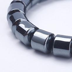 磁気無し合成ヘマタイトストレッチブレスレット  ファセット付きラウンドブレスレット  2-1/4インチ（56mm）&nbsp;BJEW-K157-01