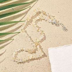 Natural Supper 7 Rutilated Quartz Chip Beaded Necklaces for Men Women&nbsp;NJEW-G159-01H