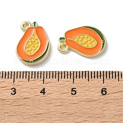 フルーツ合金エナメルチャーム  足跡  ライトゴールド  オレンジ  16.5x12x1.5mm  穴：1.5mm&nbsp;PALLOY-S058-01LG-30