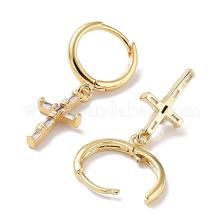 Real 18K Gold Plated Brass Dangle Hoop Earrings&nbsp;EJEW-L269-035G-01