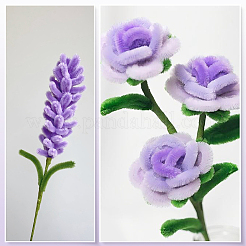 DIYぬいぐるみスティック100個  シェニール織の茎  パイプクリーナー  キッズクラフト素材  ライラック  300x6mm&nbsp;FIND-SP0004-72A