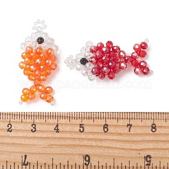 ABカラーメッキガラスチャーム  魚のチャーム  シードビーズで  多面カット  ミックスカラー  35.5x17x7.5mm  穴：2mm&nbsp;PALLOY-MZ01330