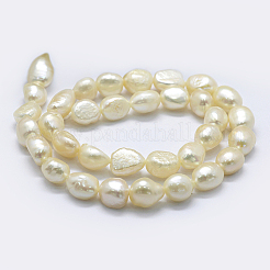 天然養殖淡水パールビーズ連売り  研磨両側  古いレース  9~13x9~10x6.5~10mm  穴：0.2mm  約33個/連  14.1インチ&nbsp;PEAR-K004-03C-01
