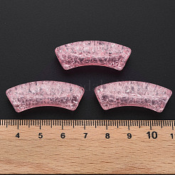 クリアクラックアクリルビーズ  カーブチューブ  ピンク  35x11.5x13.5mm  穴：3.5mm  約148個/500g&nbsp;CACR-S009-001B-N26
