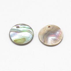 パウアシェルチャーム  フラットラウンド  カラフル  11~12x1mm  穴：1mm&nbsp;SSHEL-R041-37