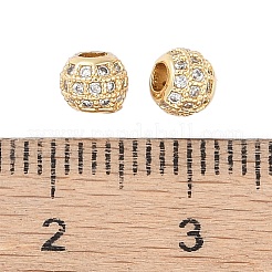 Rack Plating Brass Micro Pave Clear Cubic Zirconia Beads&nbsp;LS-KK-Z060-21G