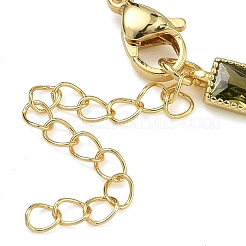 Rectangle Brass Pave Cubic Zirconia Link Chain Bracelets for Women&nbsp;BJEW-P385-05G-06