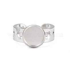 Hollow Heart 304 Stainless Steel Cuff Ring Components&nbsp;SA-CBA82C8-02B-P