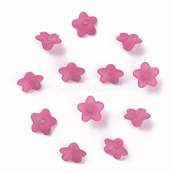 透明なアクリルビーズ  花  艶消し  濃いピンク  10x5mm  穴：1mm  約420個/50g&nbsp;X-PL554-04
