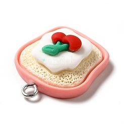 不透明樹脂ペンダント  プラチナトーンの鉄ループ付き  模造食品  パンチャーム  レッド  26x20.5x10mm  穴：2.2mm&nbsp;LS-RESI-G056-02B