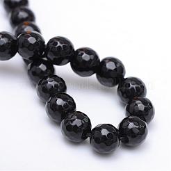 ガラスビーズ連売り  多面カット  ラウンド  ブラック  6mm  穴：1mm  約65個/連  15.7インチ&nbsp;G-R346-6mm-03