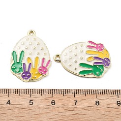 イースター合金エナメル ペンダント  ゴールドカラー  兎  27.5x19.5x2mm  穴：1.5mm&nbsp;ENAM-E360-01G-01