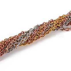 304ステンレスアズキチェーンネックレス作り  カニカン付き  ミックスカラー  17.7インチ（45cm）  留め金：7x10mm&nbsp;STAS-P045-01
