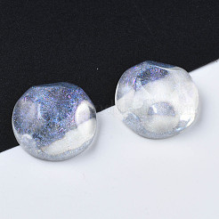 クリア樹脂カボション  ウォーターリップルカボション  グリッターパウダー付き  半円  透明  17.5x7.5~8mm&nbsp;CRES-N031-005A-C05