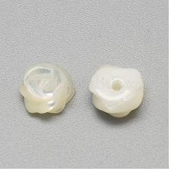 パールシェルカボションのナチュラルホワイトシェルマザー  花  貝殻色  7x4mm&nbsp;SSHEL-R042-10