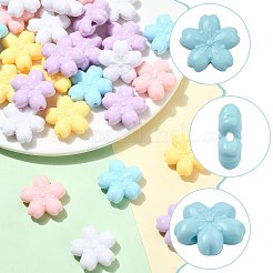 40 個 5 色不透明アクリルビーズ  さくらの花  ミックスカラー  22.5x23x8.5mm  穴：3mm  8個/カラー&nbsp;OACR-FS0002-85
