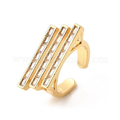 Brass Micro Pave Cubic Zirconia Cuff Rings for Women&nbsp;RJEW-K312-01B-G