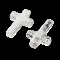 天然石クオーツクリスタルペンダント  ロッククリスタルクロスチャーム  30.5x20x6mm  穴：1.4mm&nbsp;G-H007-09D