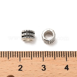 チベット風合金ヨーロピアンビーズ  大穴ビーズ  カドミウムフリー＆鉛フリー  コラム  アンティークシルバー  6x4mm  穴：4mm&nbsp;FIND-C043-003AS
