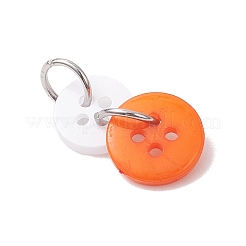 オペークアクリルパーツ  304ステンレススチール製丸カン付き  フラットラウンド  ミックスカラー  22.5mm  穴：6mm&nbsp;PALLOY-JF04182