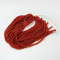 天然石カーネリアンビーズ連売り  染め＆加熱  グレードA  ラウンド  レッド  6mm  穴：0.8mm  約62個/連  14.6インチ&nbsp;X-G-G338-6mm-01