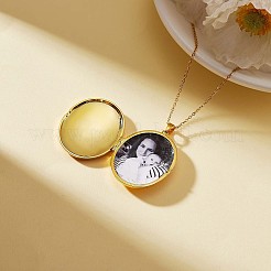 オーバル リーフ ピクチャー ロケット ペンダント ネックレス  女性のための真鍮の記念ジュエリー  ゴールドカラー  17.72インチ（45cm）&nbsp;JN1037A