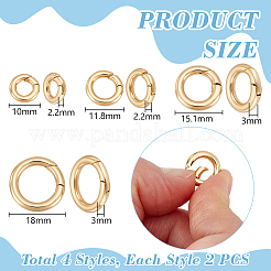 8Pcs 4 Styles Brass Spring Gate Rings&nbsp;KK-UN0005-59B