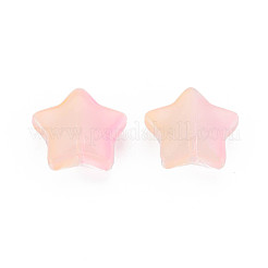 ツートン透明スプレー塗装ガラスビーズ  スター  ライトサーモン  12.5x13x5mm  穴：1mm&nbsp;GLAA-T022-25-C08