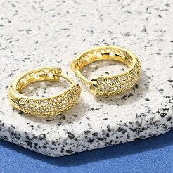 真鍮クリアキュービックジルコニアフープピアス  ハート  18KGP本金メッキ  21x7.5mm&nbsp;EJEW-M047-24G