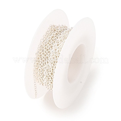 304ステンレススチールアズキチェーン  ハンダ付け  スプールで  銀  2.5x2x0.4mm&nbsp;SA-CBA4160-06A-S