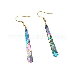 Acrylic Imitation Abalone Shell Long Bar with Alloy Hook Dangle Earrings&nbsp;WG65F43-01