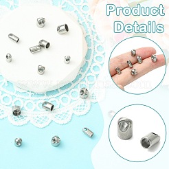 15Pcs 3 Styles 303 Stainless Steel Cord End/Tips&nbsp;STAS-CJ0003-37