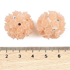 アクリル手作り蓄光ポリマー粘土ラインストーンビーズ  暗闇で光る  花  桃パフ  19.5~23.5mm  穴：3mm&nbsp;CLAY-H003-07G