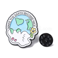 White Cat with Earth Enamel Pins&nbsp;JEWB-L024-02EB-04